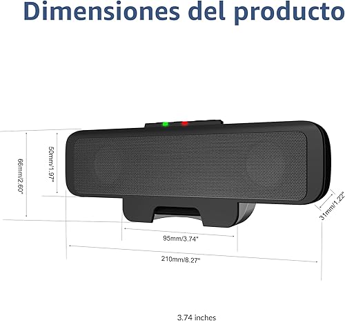 Miniatura 7 de Cyber Acoustics Barra de altavoces USB (CA-2890) – Altavoz estéreo alimentado por USB, se sujeta fácilmente al monitor, controles convenientes