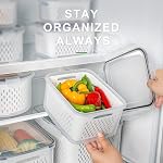 4 PCS Contenants de stockage de fruits pour réfrigérateurs avec calandre amovible, contenant de stockage d'aliments hermétiquement, lave-vaisselle Contenant de conserve de produits sûrs pour réfrigérateur, conserver les fruits secs légumes frais plus longtemps