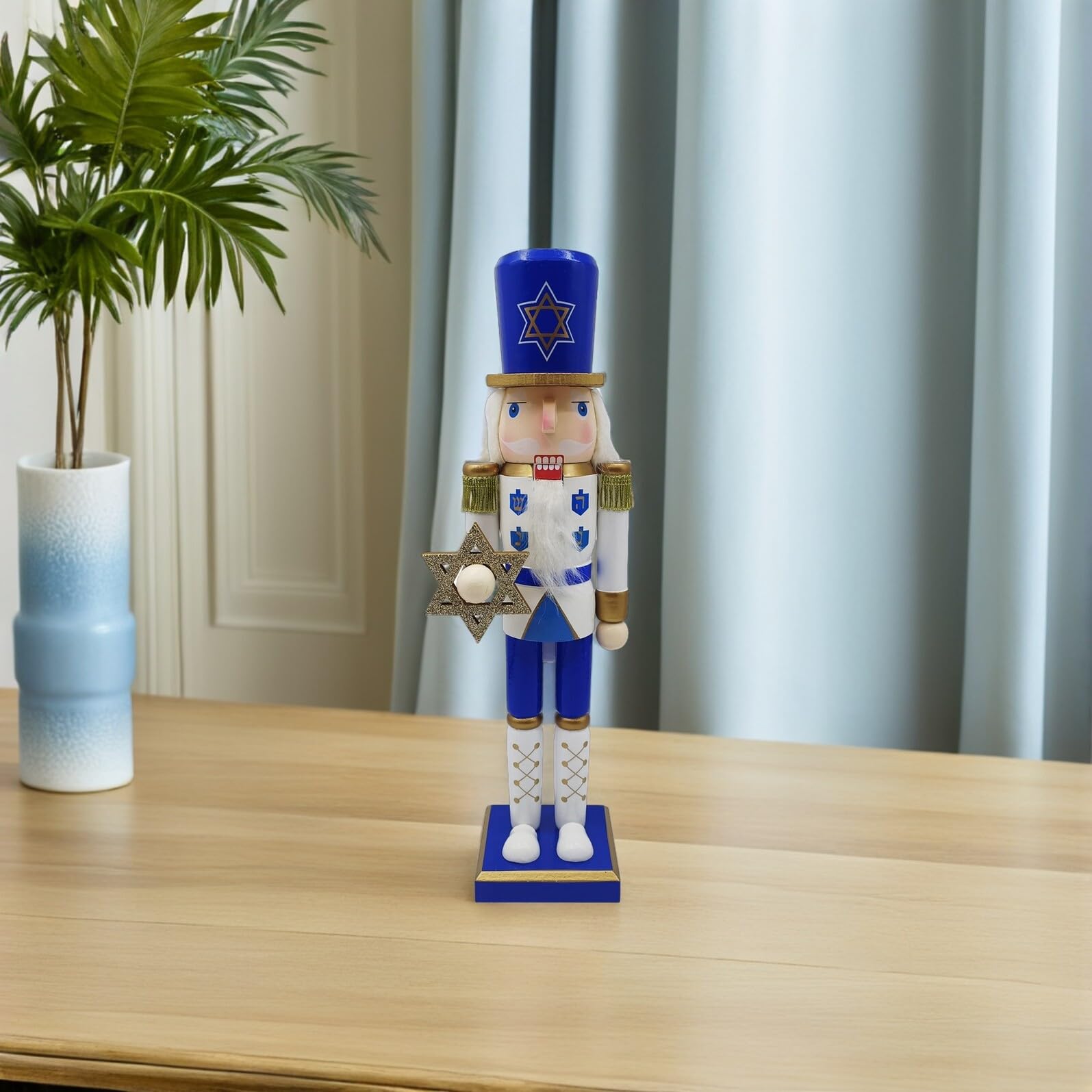 NUOBESTY Cascanueces de Hanukkah Madera Decoración Soldado Estrella David Fiesta Hogar