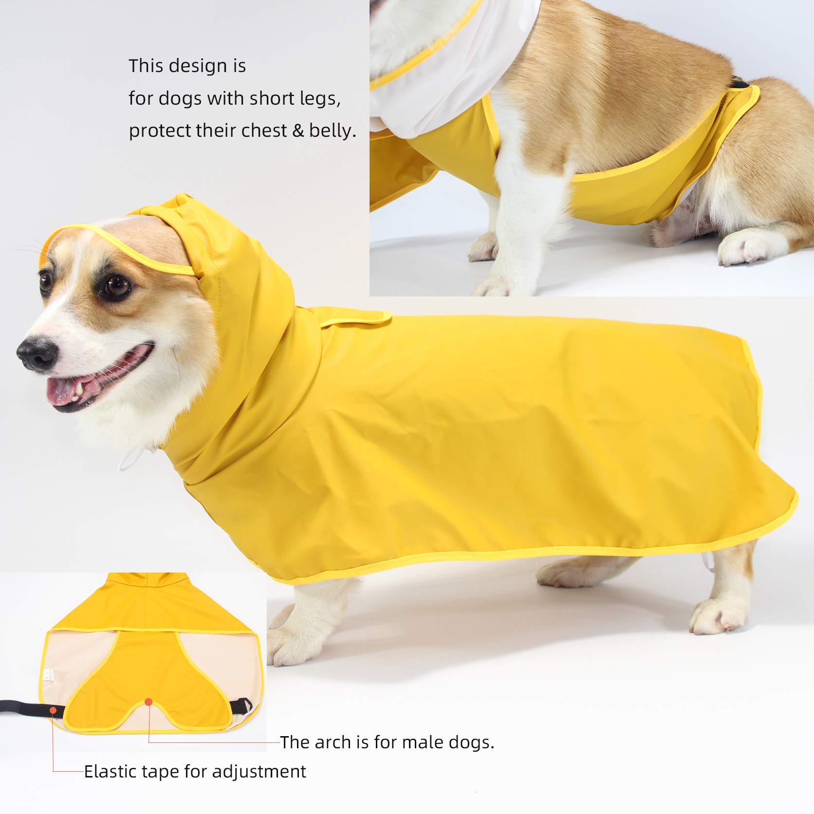 WUFANC Impermeabile Cane - Giallo Impermeabile per Cani con Cappuccio Trasparente - Mantellina Cane Pioggia con Foro per Guinzaglio Invisibile, Adatto a Cani di Taglia Grande, Media e Piccola (XL)