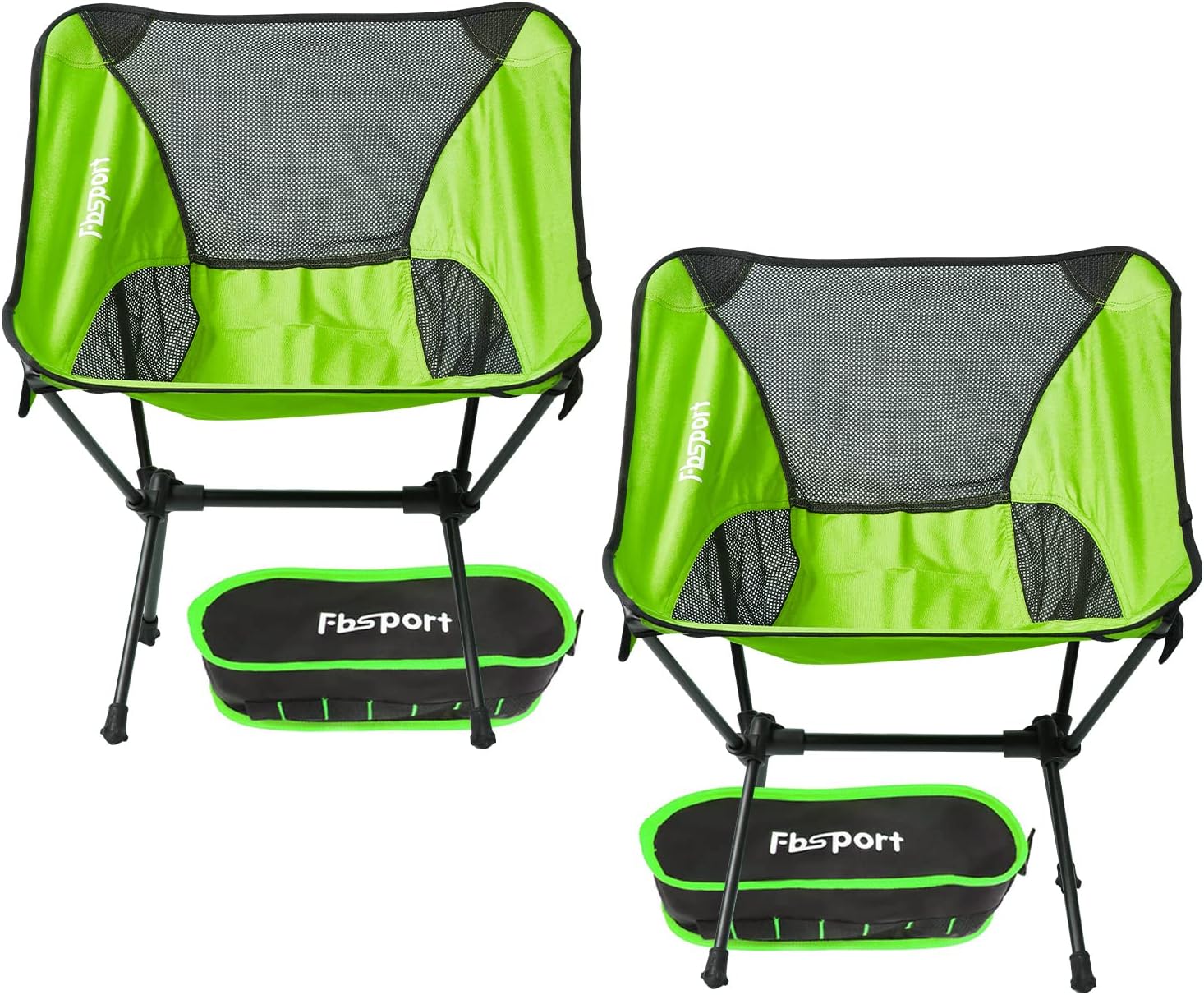 FBSPORT 2 Pack Portable Camping Chairs Lightweight Backpacking Chair Compact & Heavy