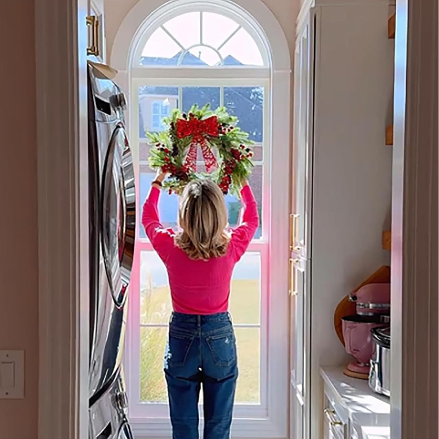 Suction Cup Hooks for Wreaths on Glass, Suction Cup Wreath Hanger, Wreath Door Hanger Suction Cup, Suction Cup Wreath Hooks for Front Door, Hanging 15 Lbs Waterproof & Rustproof (All in one, #)