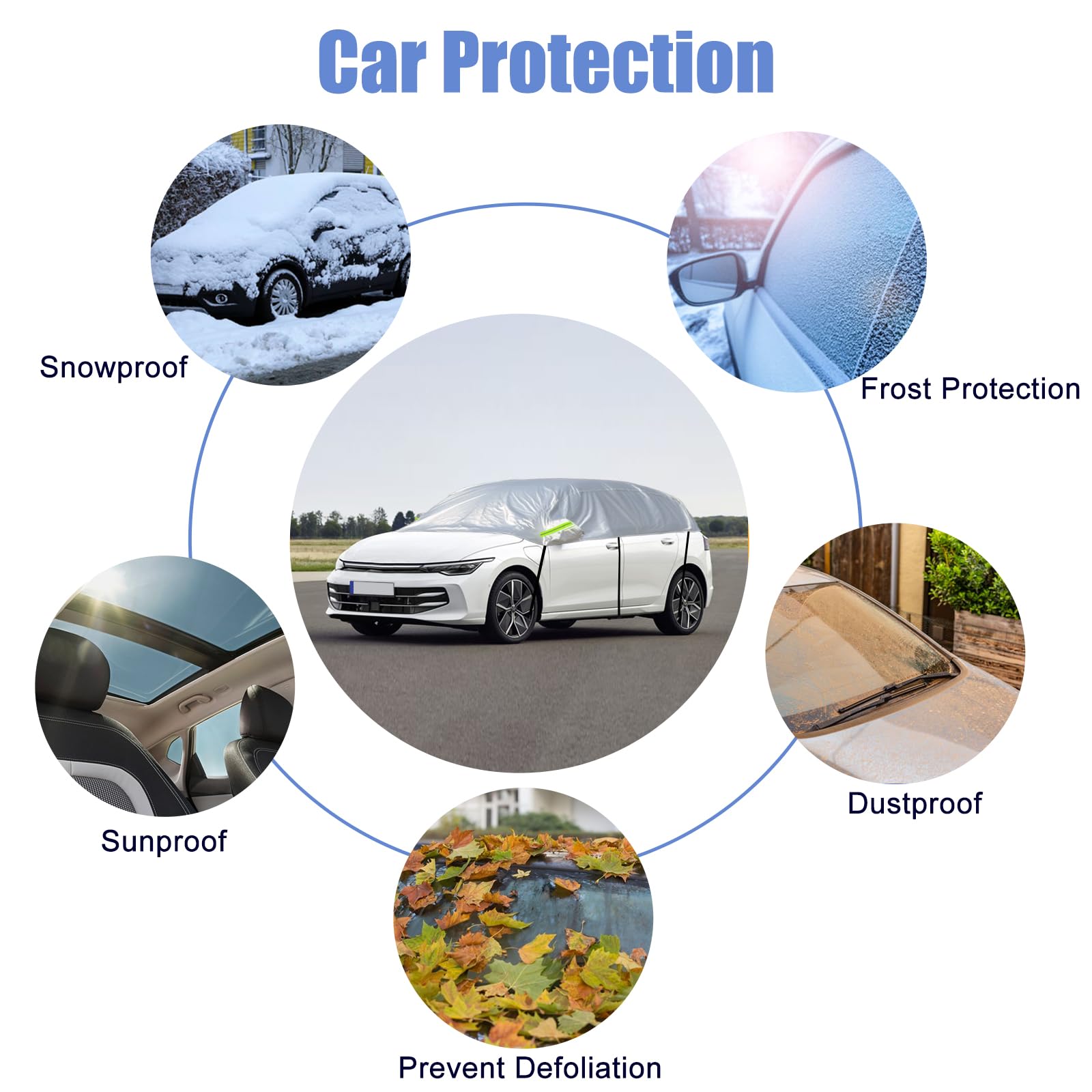 Demi-Bâche Voiture Universelle Hayon - Protection Anti-Neige, Gel Et UV - 440cm