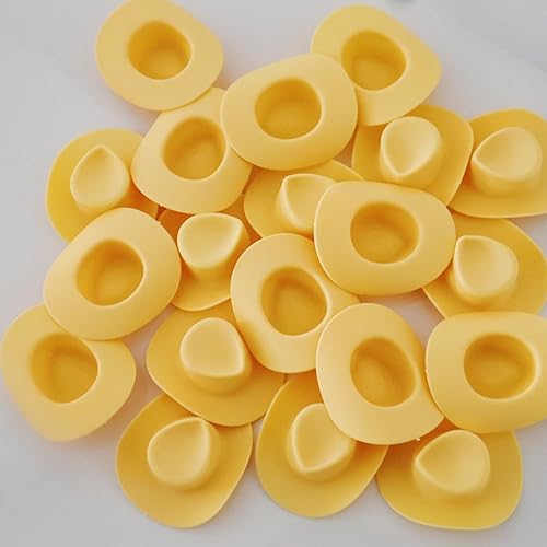 Miniatura 4 de Phinicco Mini sombrero de vaquero occidental amarillo para manualidades, 20 piezas en miniatura, lindo sombrero de muñeca para casa de muñecas,