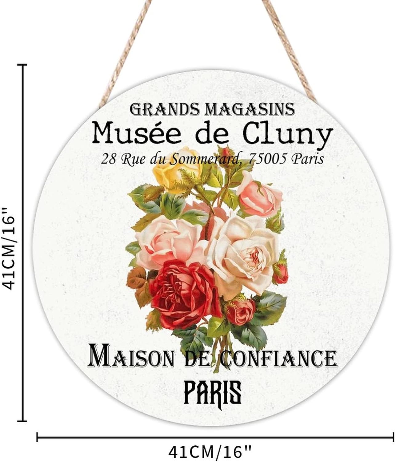 Personalized Pattern Front Door Sign, Vintage Flower Wood Door Sign, Custom Calligraphy 16x16in Wall Door Hanging Sign Farmhouse Front Porch Decor Housewarming Gifts