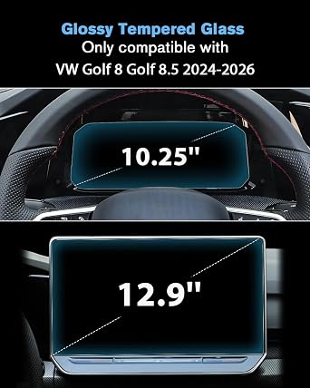 9H Screen Protector for VW Golf 8.5 Golf MK8.5 2024-2026, 12.9 Inch Navigation and 10.25 Inch Digital Cockpit Universal for VW Golf 8.5 GTI, GTE, GTD, R, Variant with Tempered Glass Accessories