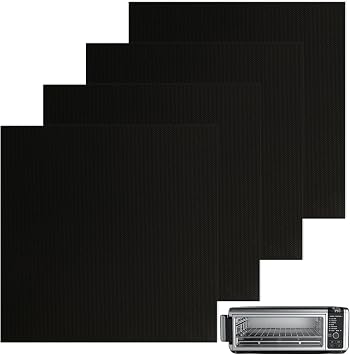 WMKGG 12" Air Fryer Oven Liner Ninja Accessories Air Flyer Liner 4pcs for Ninja Air Flyer Non-Stick Reusable Mat for Ninja Foodi Toaster Oven SP101 SP201 Bottom
