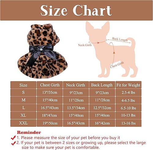 Miniatura 2 de Vestido de leopardo para perros pequeños, gatos, niñas, vestidos de forro polar con lazo, disfraces de mascotas para Chihuahua, Yorkie, taza de té,