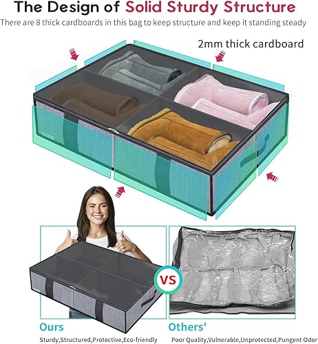 Miniatura 59 de Onlyeasy MXAUBSB1P - Organizador de almacenamiento de zapatos debajo de la cama con asas resistentes y ventana transparente, paquete de 1 paquete