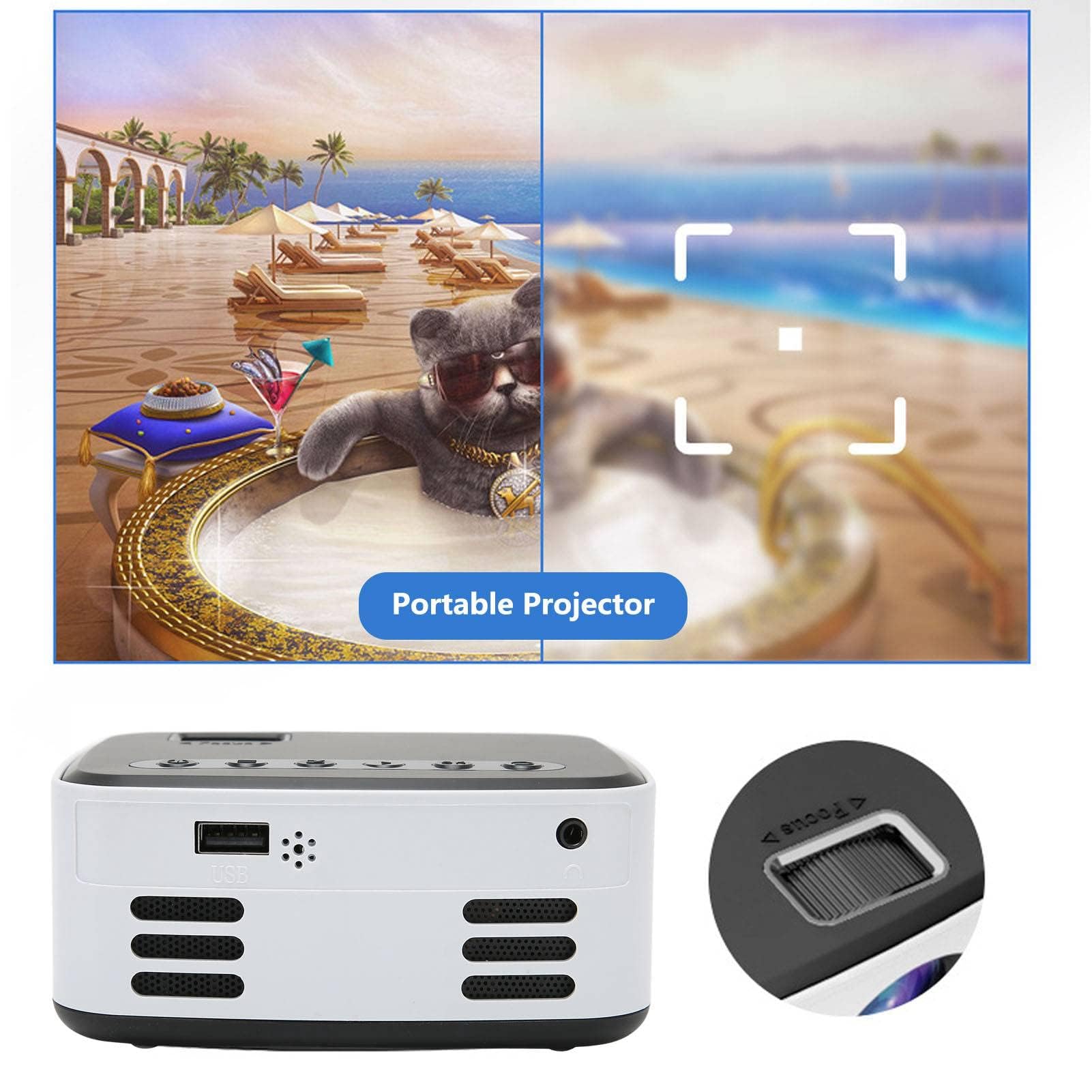Mini Proiettore, Proiettore da Esterno per Film HD 500LM Nativo 1080P, Mini Proiettore Portatile Video per Laptop Tablet Switch, Regali per Bambini