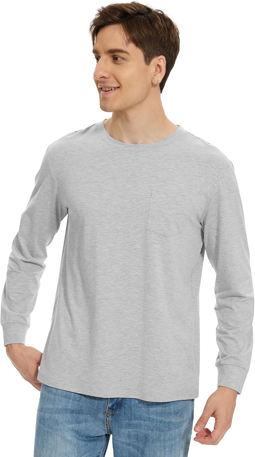 WiWi Viscose from Bamboo Men's Long Sleeve T-Shirt Crew Neck Lightweight Cooling Running Hiking S-XXL