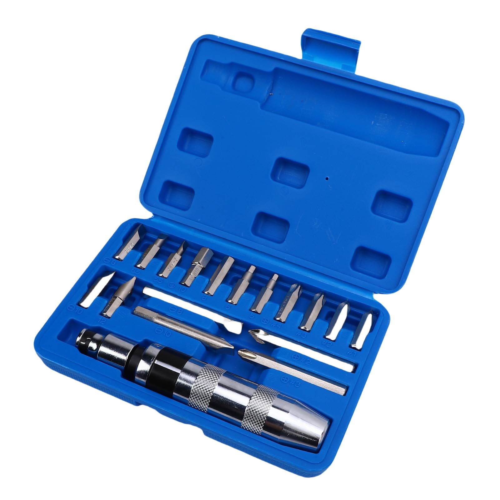 18-teiliges 1/2-Zoll-CRV-Hand-Schlagschrauber-Set, Umkehrbarer Hochleistungs-Schlagschrauber aus Legiertem Stahl mit 17 Verchromten Bits, für Verrostete Verbindungselemente Im