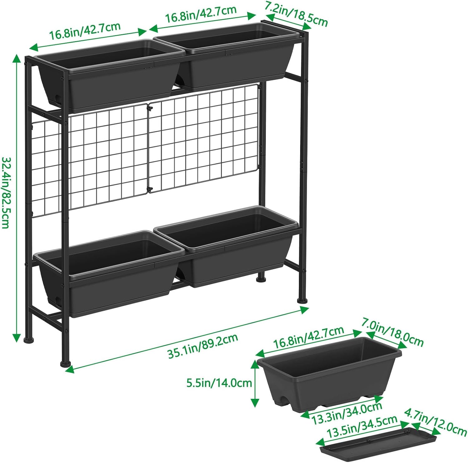 ETELI Vertical Garden Planter Raised Garden Beds with Legs Elevated Garden Planter Boxes with Trellis Patio Balcony Herb Garden Planter Beds Outdoor for Flowers Vegetables, Gray