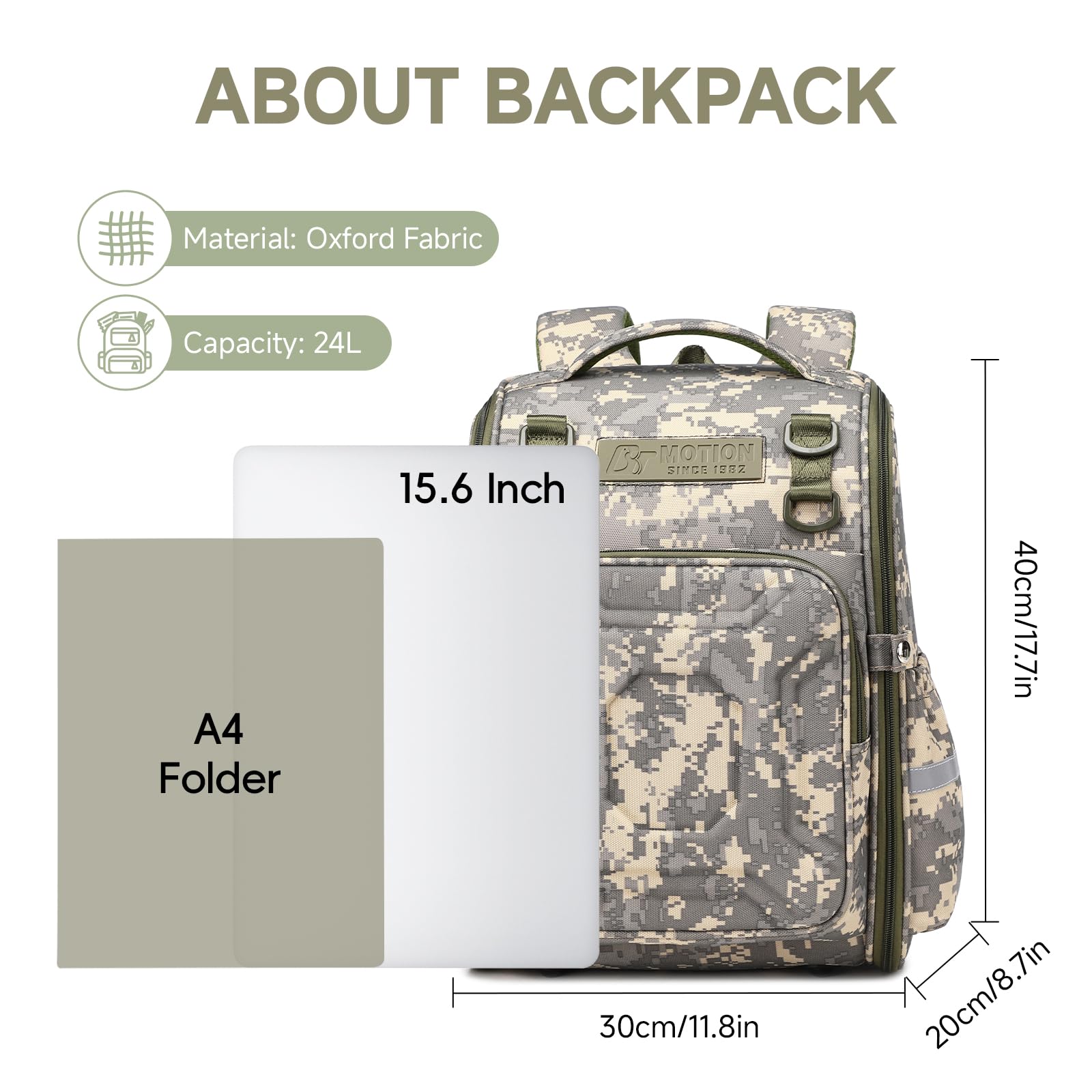 Amythe Sac à Dos Garçon Camouflage, Cartable Primaire pour Classes 1 à 6, Sac à Dos Ergonomique avec Ceinture Poitrine et Bandes Réfléchissantes, Sac Scolaire Étanche pour l’École, Camouflage Gris