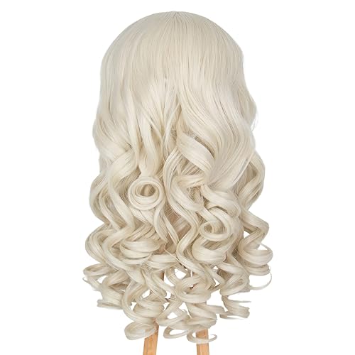 Miniatura 4 de M MISS U HAIR White Queen - Peluca de princesa para niños, larga, rizada, color rubio platino, disfraz de Halloween, cosplay, peluca
