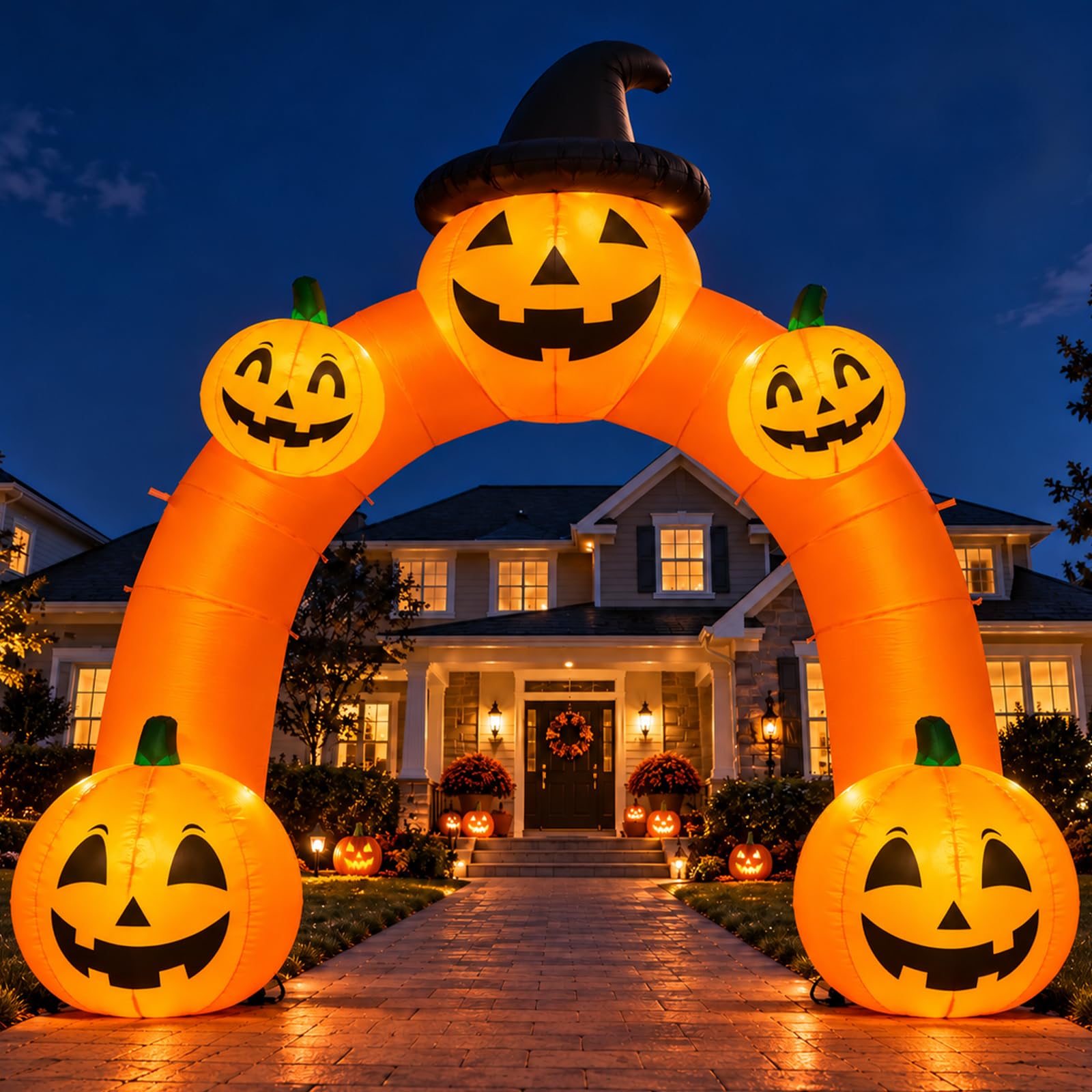 10FT Halloween Inflatable Pumpkin Archway Decorations with Built-in LEDs