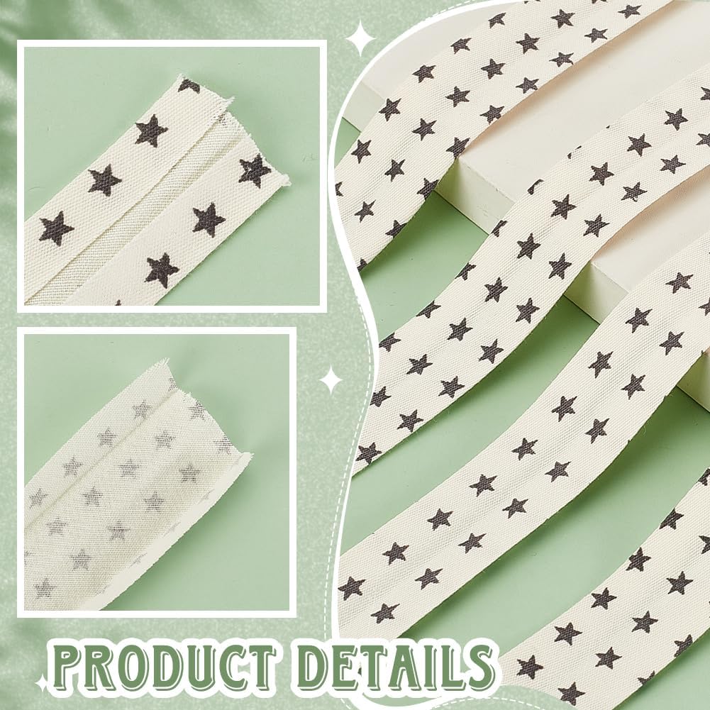 AHANDMAKER 10.94 Yards Double Fold Bias Tape, 3/4 Inch Wide Star Bias Binding Tape DIY Garment Accessories, Fabric Hem Quilt Binding for Sewing, Seaming, Piping, Crafts(Linen)