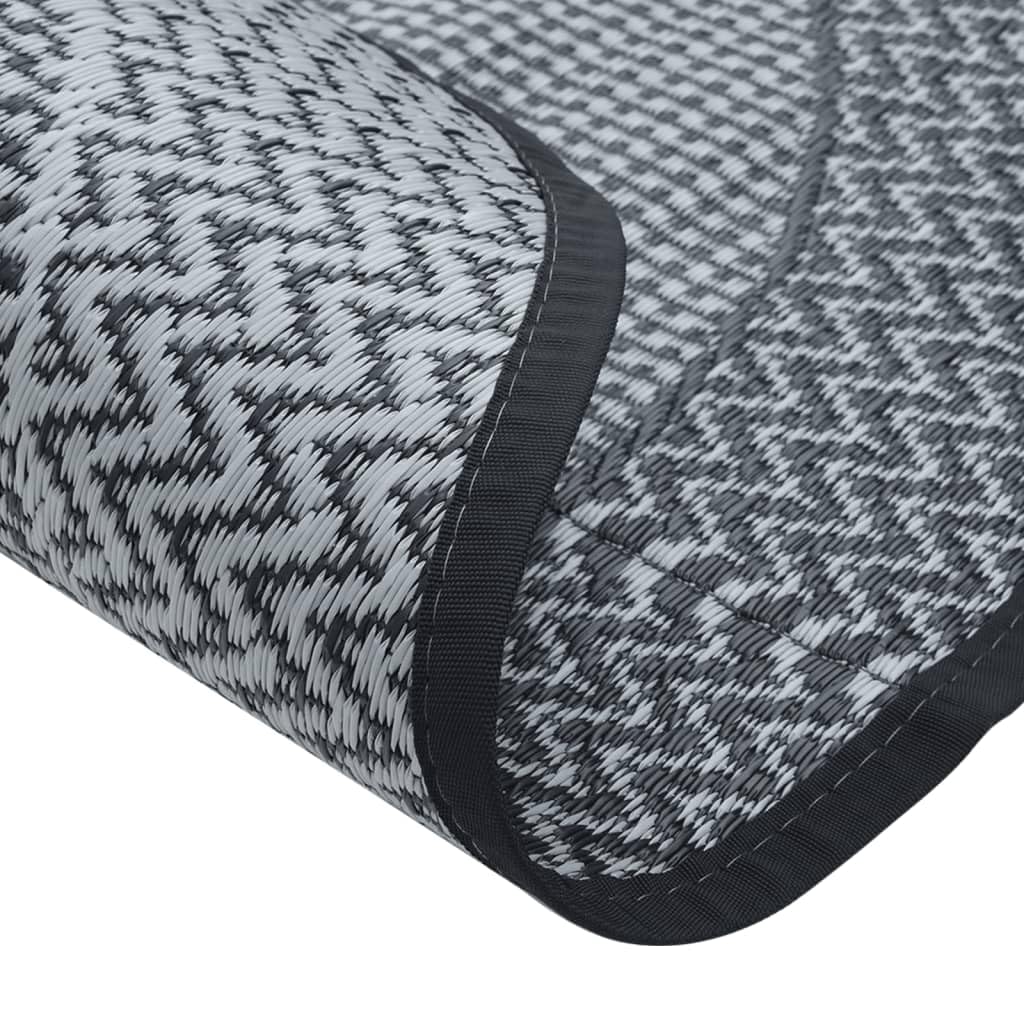 Tappeto per esterni ARAKIL grigio, diametro 120 cm, in polipropilene resistente, tappeto da giardino reversibile, per balcone, terrazza e soggiorno