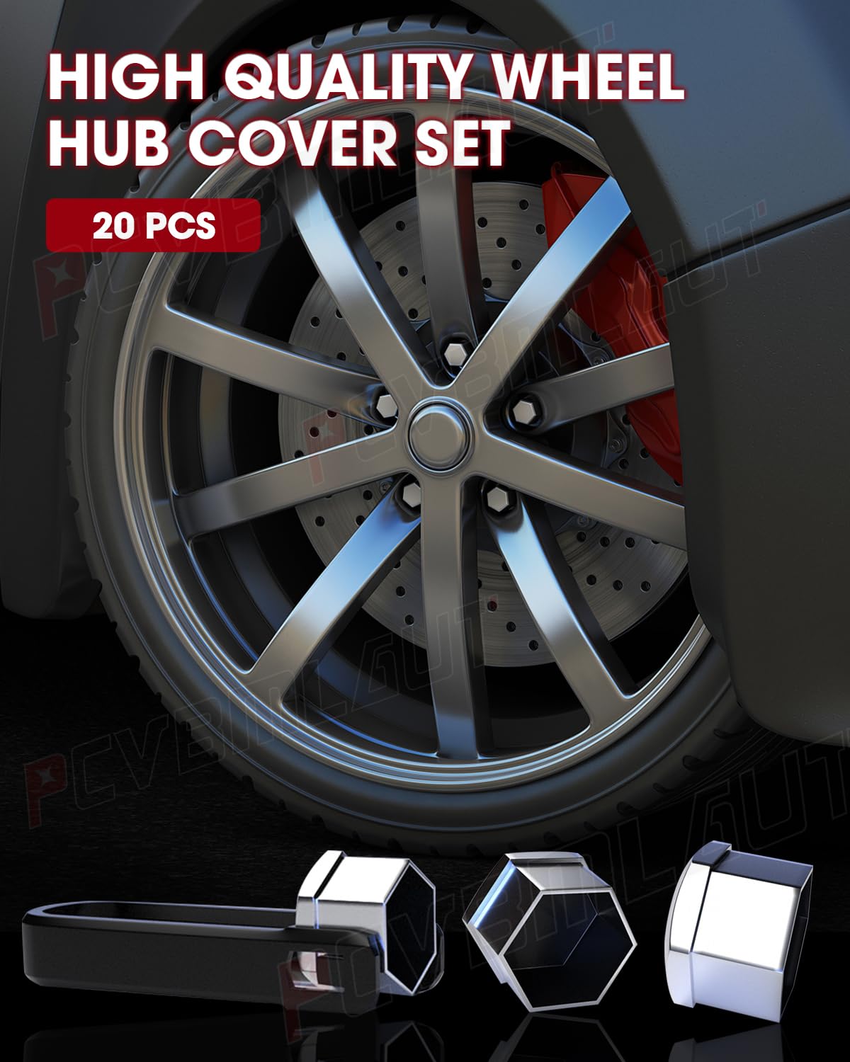 PCVBMLAUT 19mm Car Wheel Nut Lug Dust Cover Cap Protector Hub Screw Rim Removal Tool (20pcs)