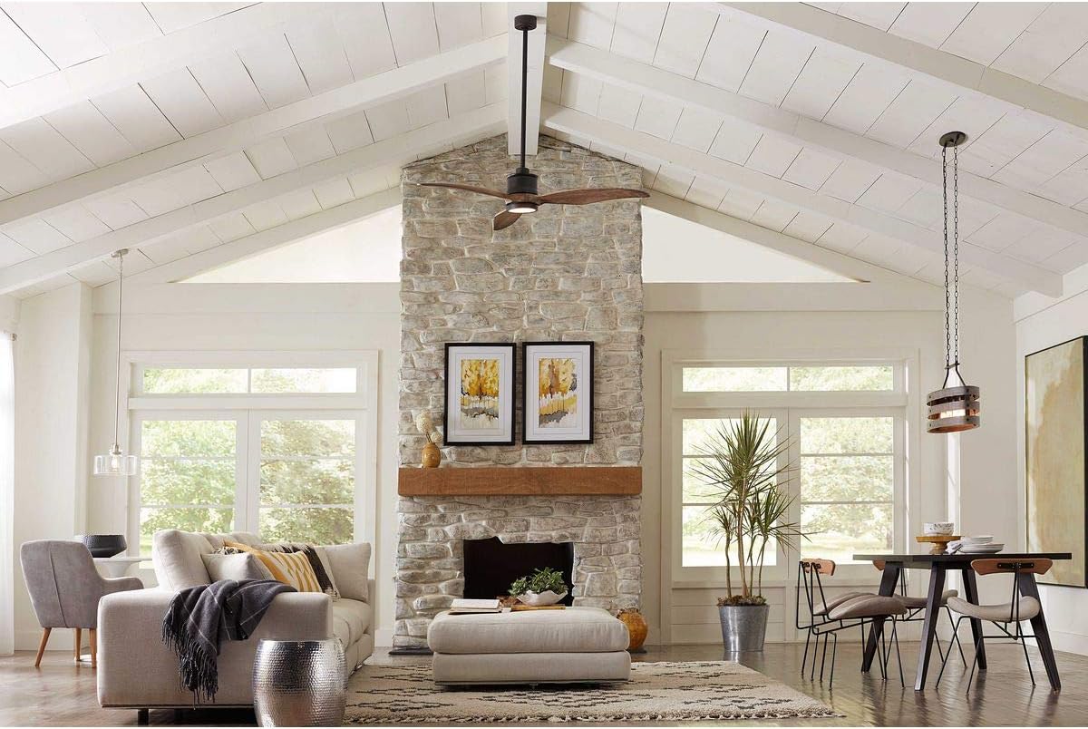 Progress Lighting Farris Collection Three-Blade Carved Wood 60" Ceiling Fan