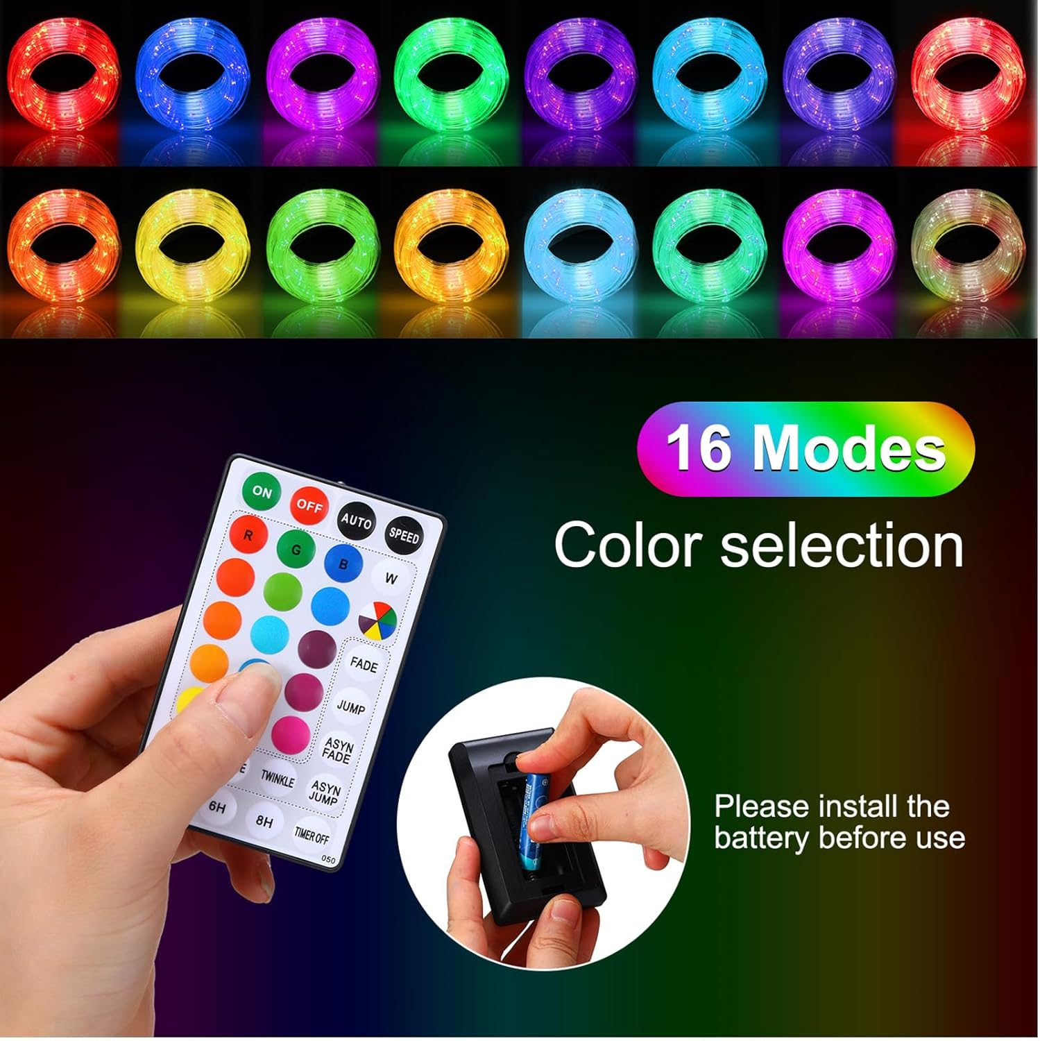 Glooglitter 24ft Kayak Paddle Board Lights Kit IP68 Waterproof Dream Color Sup Glow Lights with Remote Battery for Powered Kayak Night Kayaking Sup Canoes, Marine Safety Boats