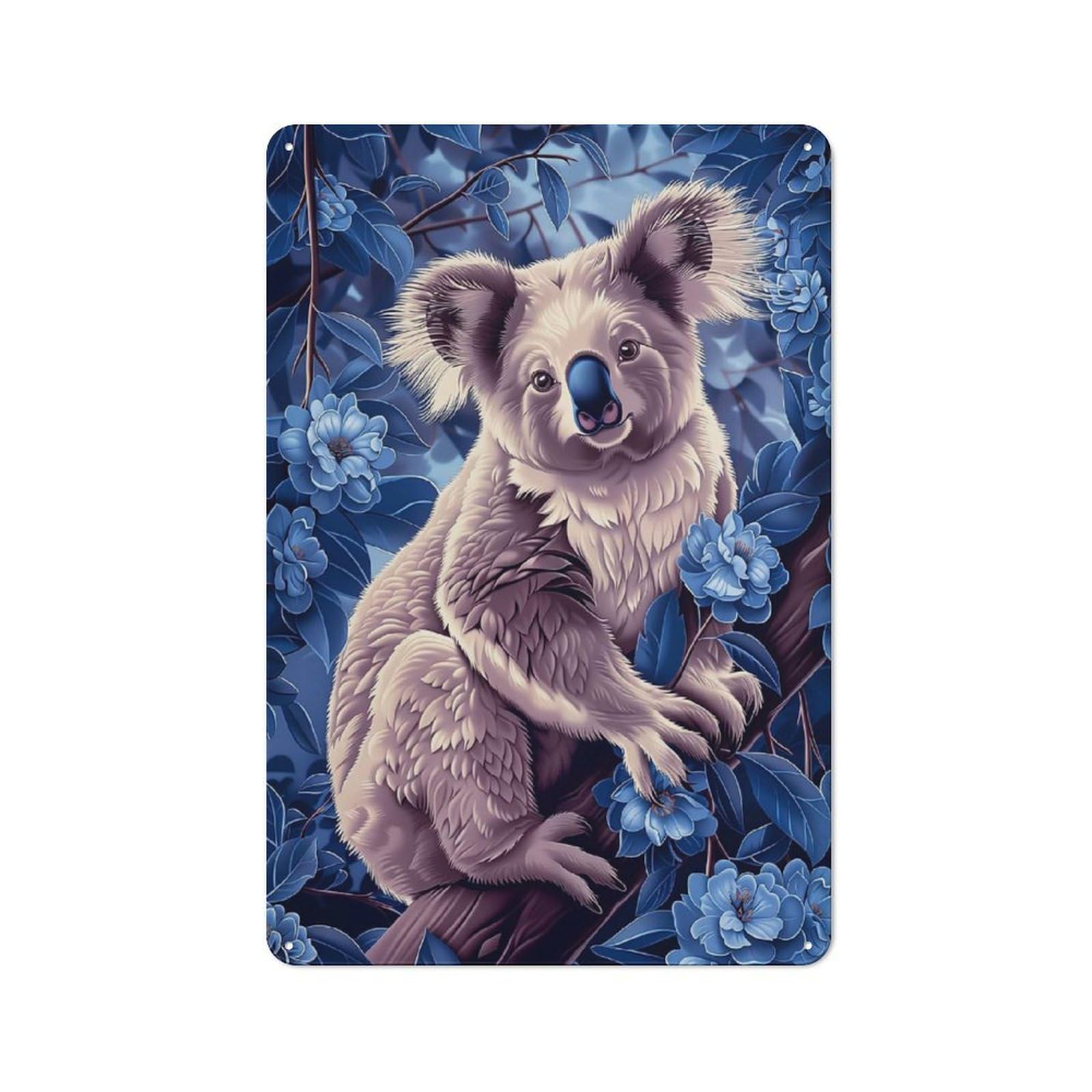 Junmoney Style-16 Vintage Tin Sign 30X20cm With Koala In Blue For Hobby Room Or Studio, For Metal Sign Collectors, For Garage And Workshop Walls