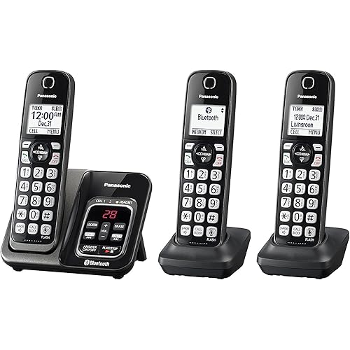 Panasonic KX-TGD563M Link2Cell Bluetooth Cordless Phone with Voice Assist and Answering Machine - 3 Handsets (Renewed)