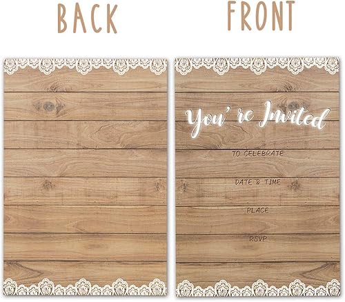 Miniatura 2 de Invitaciones de boda con sobres, invitación rústica de granja para parejas, despedida de soltera, compromiso, 30 tarjetas con sobres