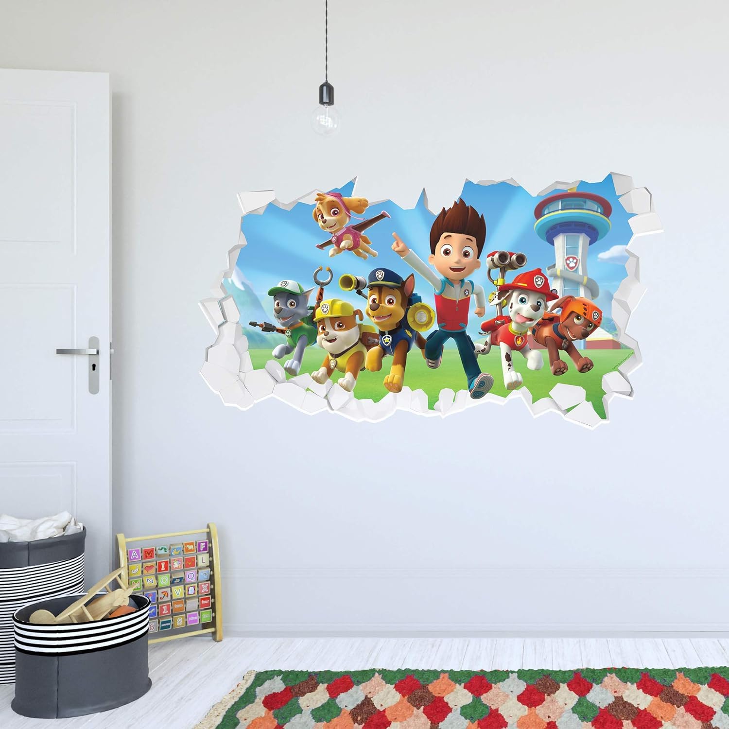 Mur brisé du groupe Pat Patrouille avec autocollant mural Ryder (120cm largeur x 60cm hauteur)
