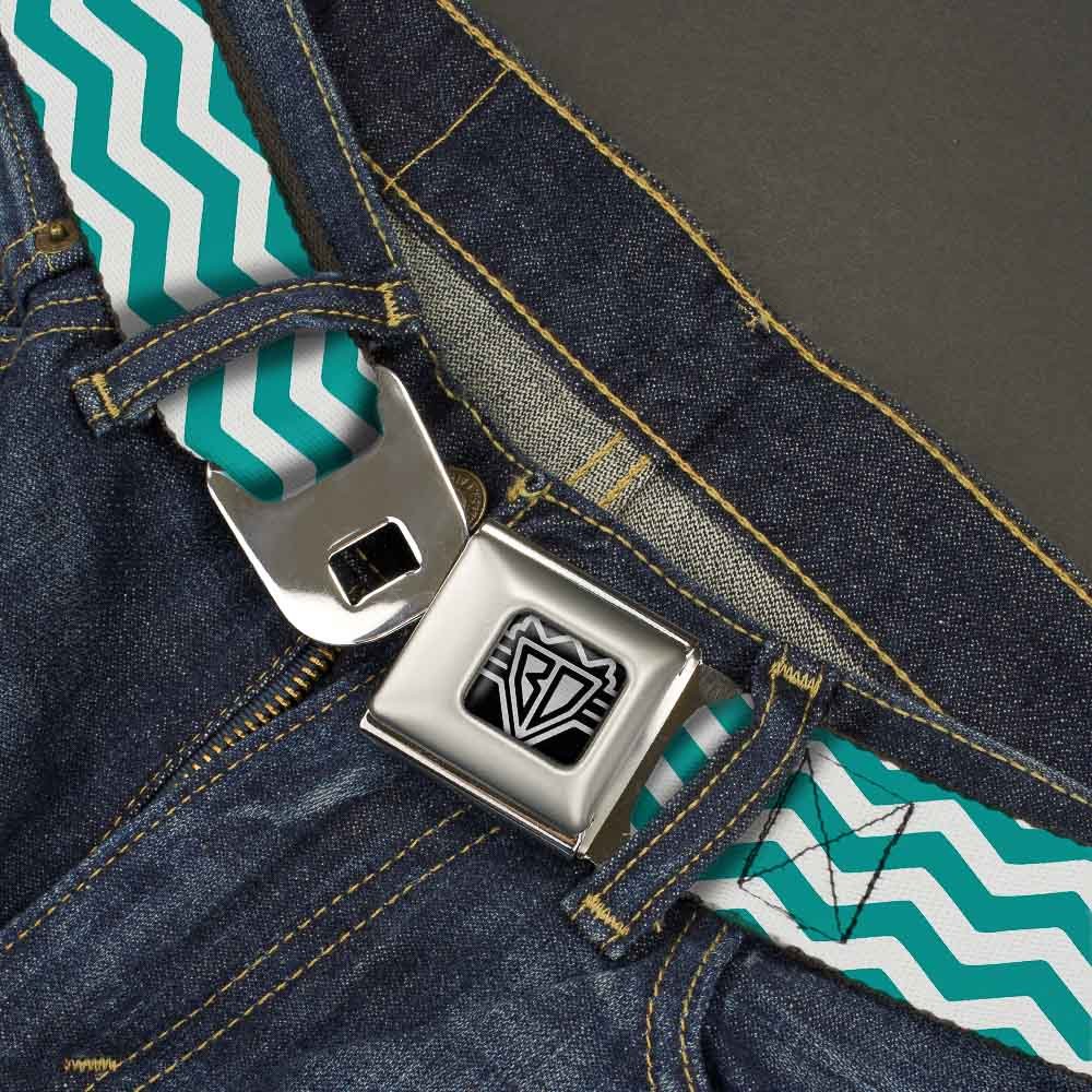 Buckle-Down Belts Buckle-down Seatbelt Buckle - Chevron Stripe White/Teal 1.5