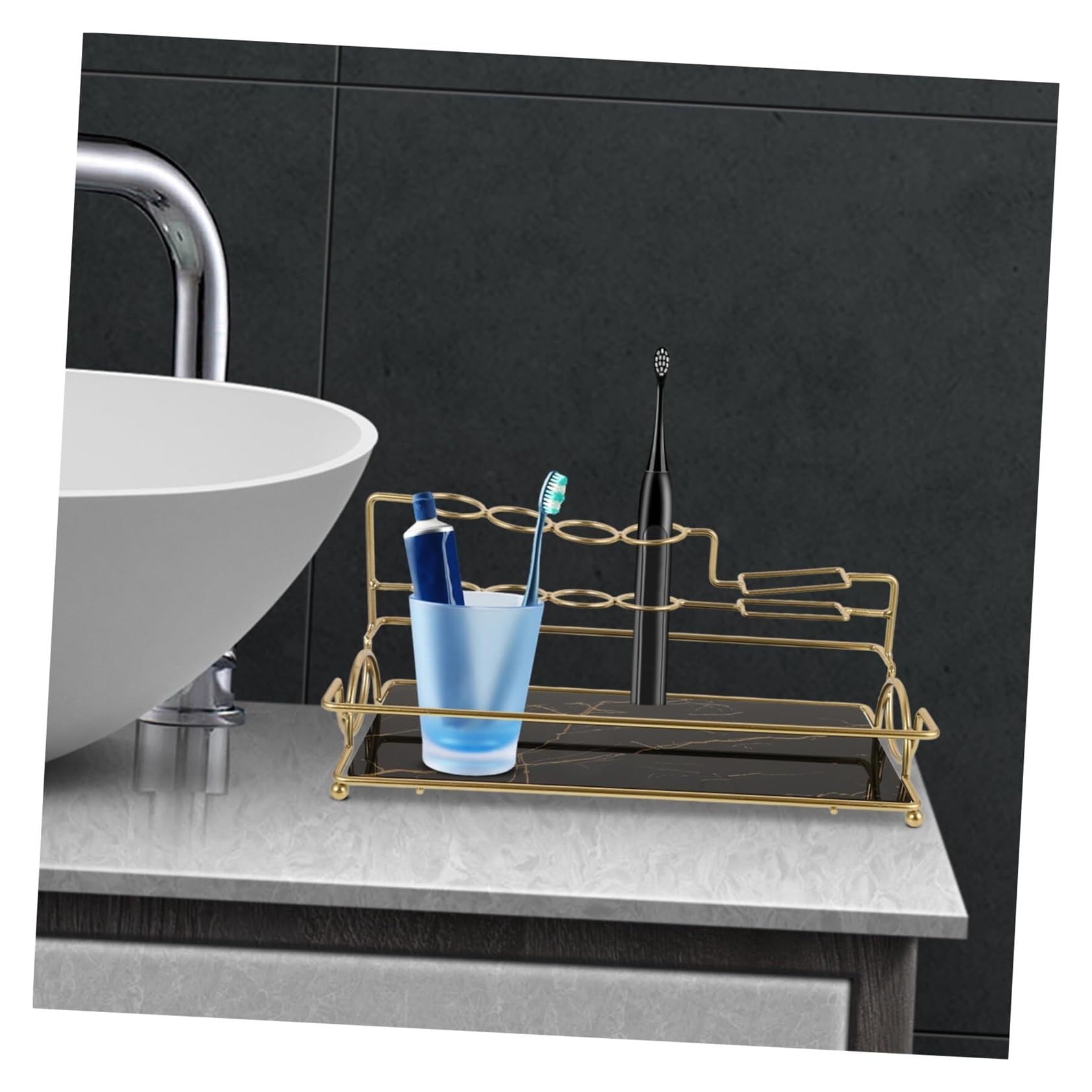 Soportes para cepillos de Dientes Estante de Almacenamiento encimera for baño, Organizador Multiusos for Cepillo Dientes Organizador de Accesorios(Black)