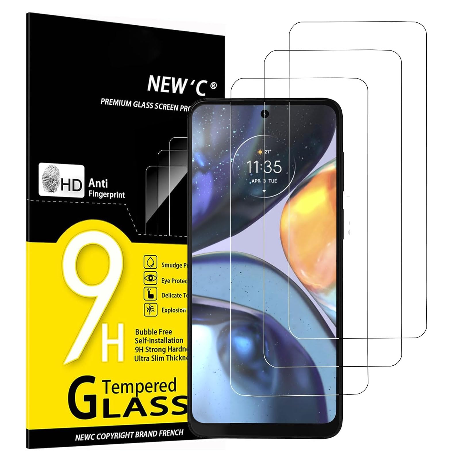AtFoliX Pellicola In Vetro Temperato Per Motorola Moto G22 – 2 Pezzi, Trasparente, 9H, Antigraffio E Anti-impronta