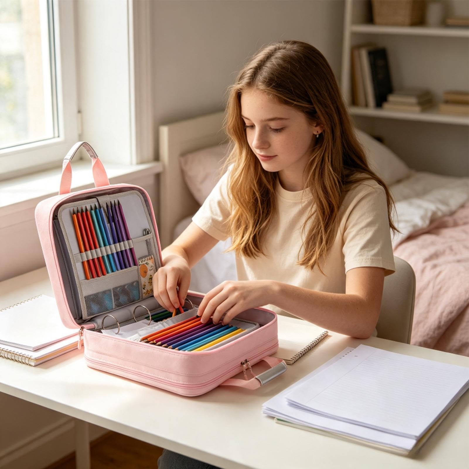 Classeur avec sangle, 7,6 cm, étanche, multi-compartiments, porte-documents