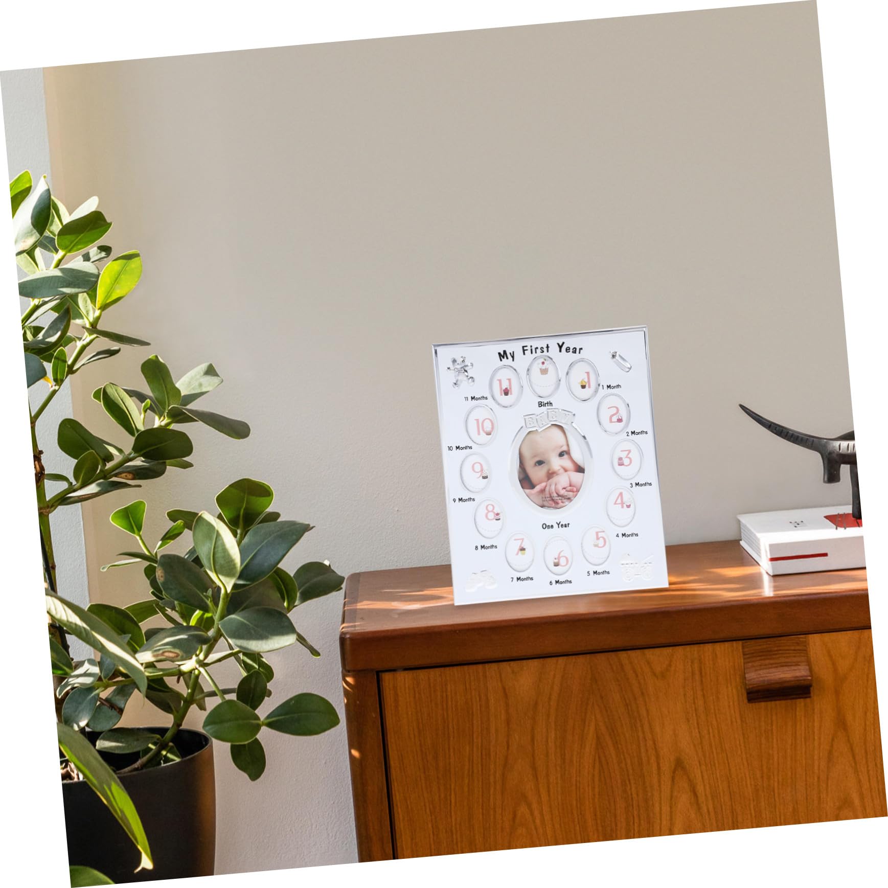 Marco de Fotos para Niña Soporte para Fotos Mensuales Marco Infantil Seguro y Duradero Regalo Original para Recién Nacidos y Recuerdos de Crecimiento