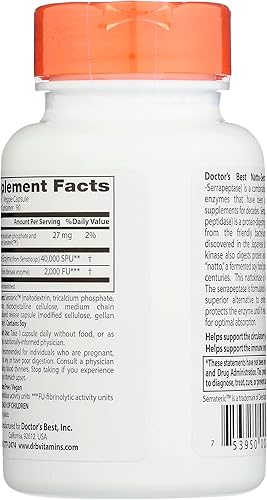 Miniatura 2 de Doctors Best Natto-Serra, sin OMG, vegano, 90 cápsulas vegetales (paquete de 1)