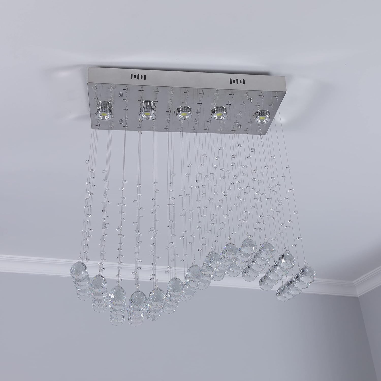 Onе-Dау Sаlе: Uр tо 80% оƒƒ Modern Wave Crystal Chandelier, Rectangular Raindrop Chandelier Flush Mount Pendant Lighting Chrome Ceiling Light Fixture for Dining, Living Room, Kitchen Island, Bedroom of CRYSTOP Bеѕt Rеvіеw Modern Wave Crystal Chandelier, Rectangular Raindrop Chandelier Flush Mount Pendant Lighting Chrome Ceiling Light Fixture for Dining, Living Room, Kitchen Island, Bedroom of CRYSTOP