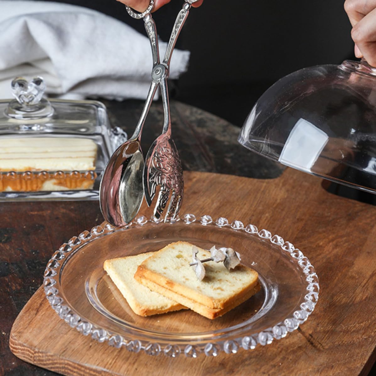 Operitacx Vassoio per Alimenti in Vetro a Forma di Cuore con Copertura, Antipasti Facili da Pulire, per Ristoranti e Hotel, Piatto Decorativo per Dolci e Snack