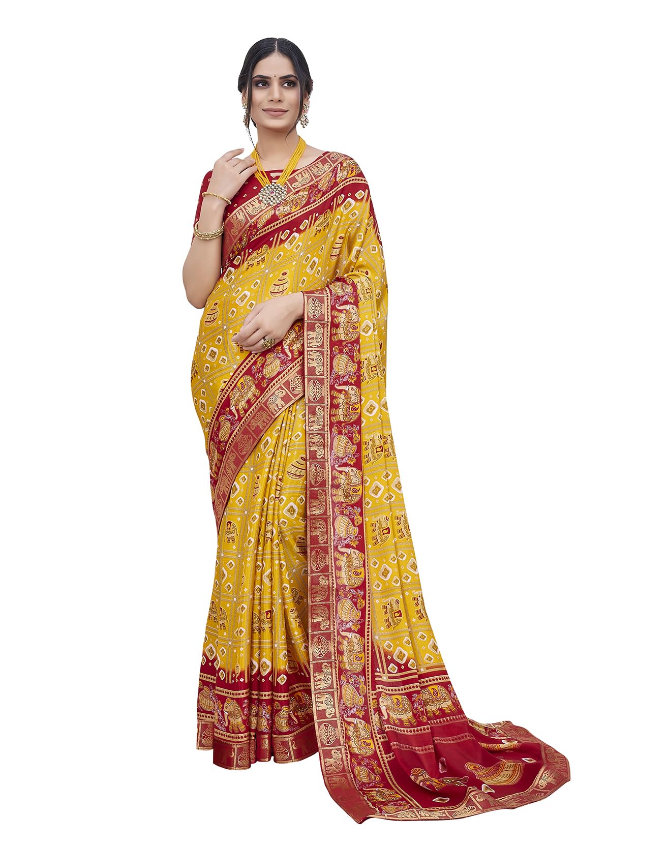 Women's Magludi Silk Saree Printed Saree With Unstitched Blouse Material - Suitable For All Indian Occasions and Festivals-image-13