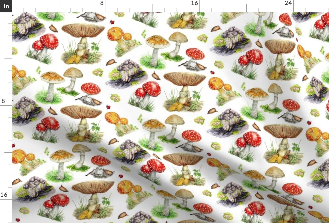 Spoonflower Fabric - Mushrooms Nature Forest Woodland Plants Gnomes Mushroom Flora Printed on Chiffon Fabric by The Yard - Sewing Fashion Apparel Dresses Home Decor