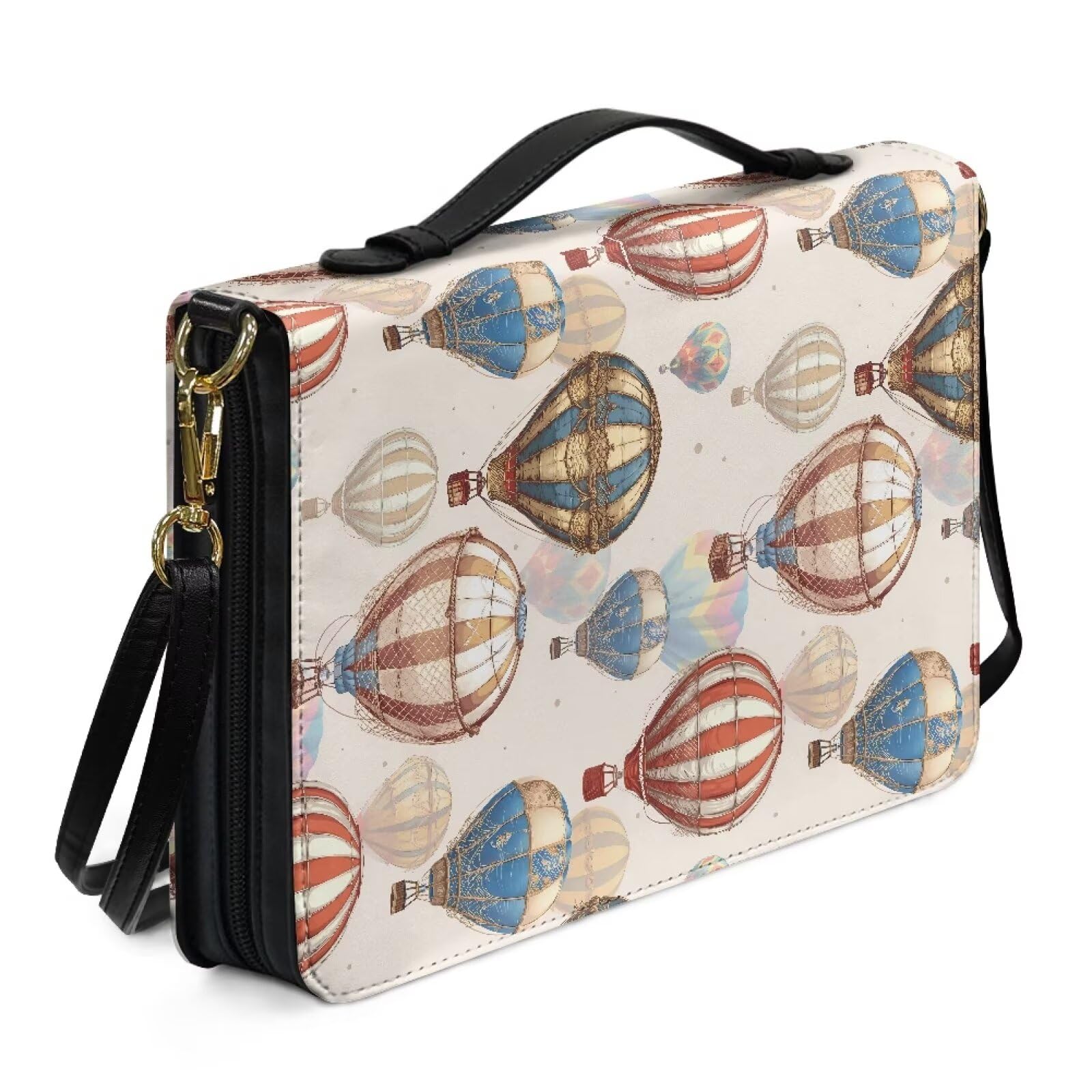 Kuiaobaty Romantic Hot Air Balloon Bible Case with Handle & Pen Pocket,Valentine's Day Bible Case Large Women Bible Carrying Case with Shoulder Strap — image 1