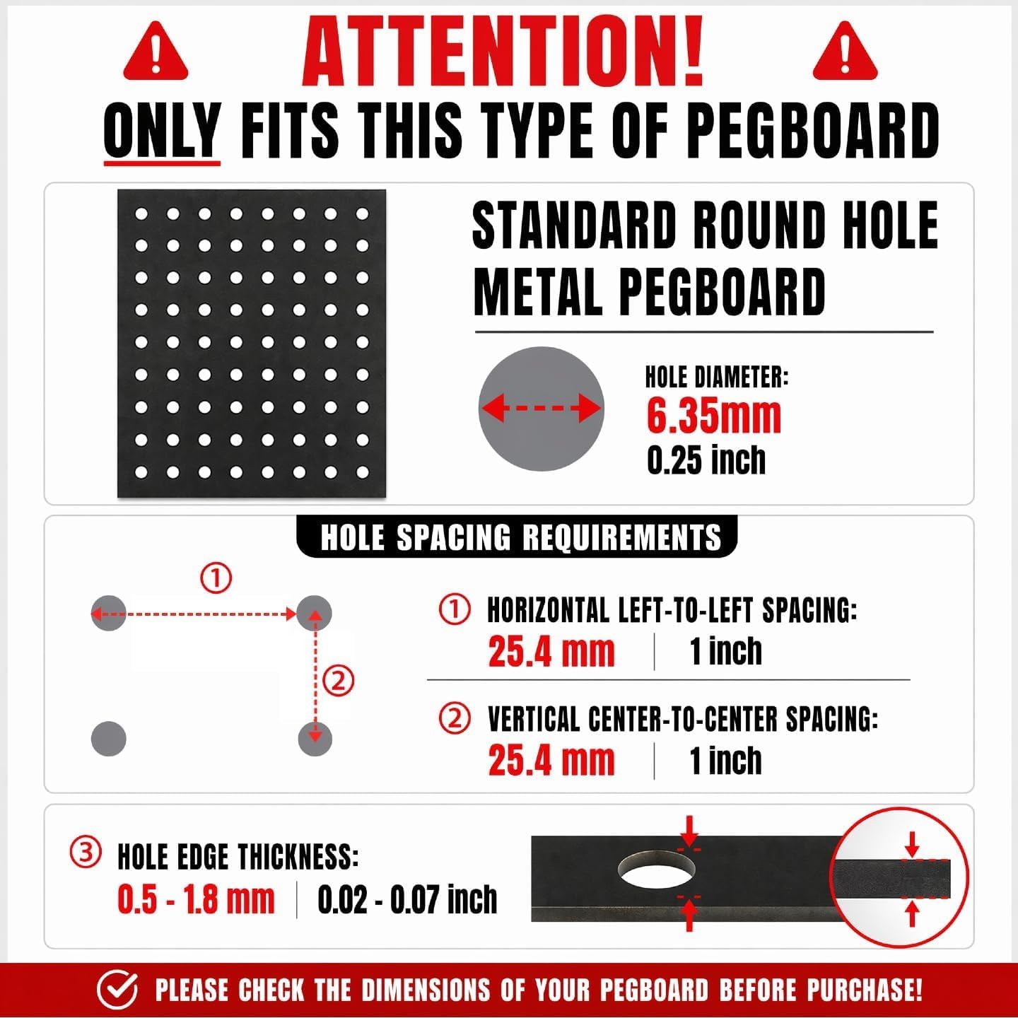 Quilting Ruler Holder for 1/4-Inch Metal Pegboard, White