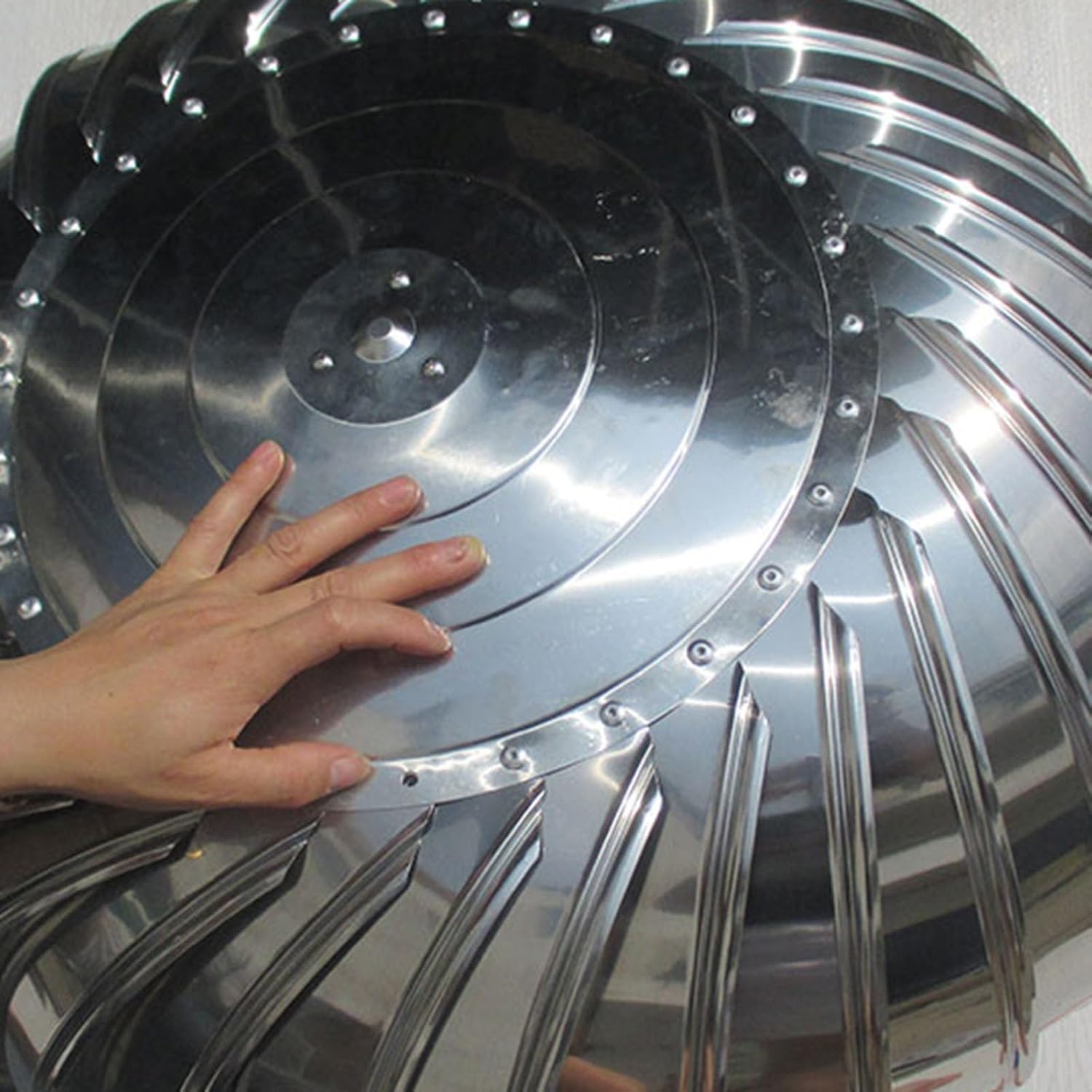 Round Roof Turbine, Ventilator Roof Wind Turbine, Rainproof, Galvanized Steel All Weather Roof Vents with Base Plate