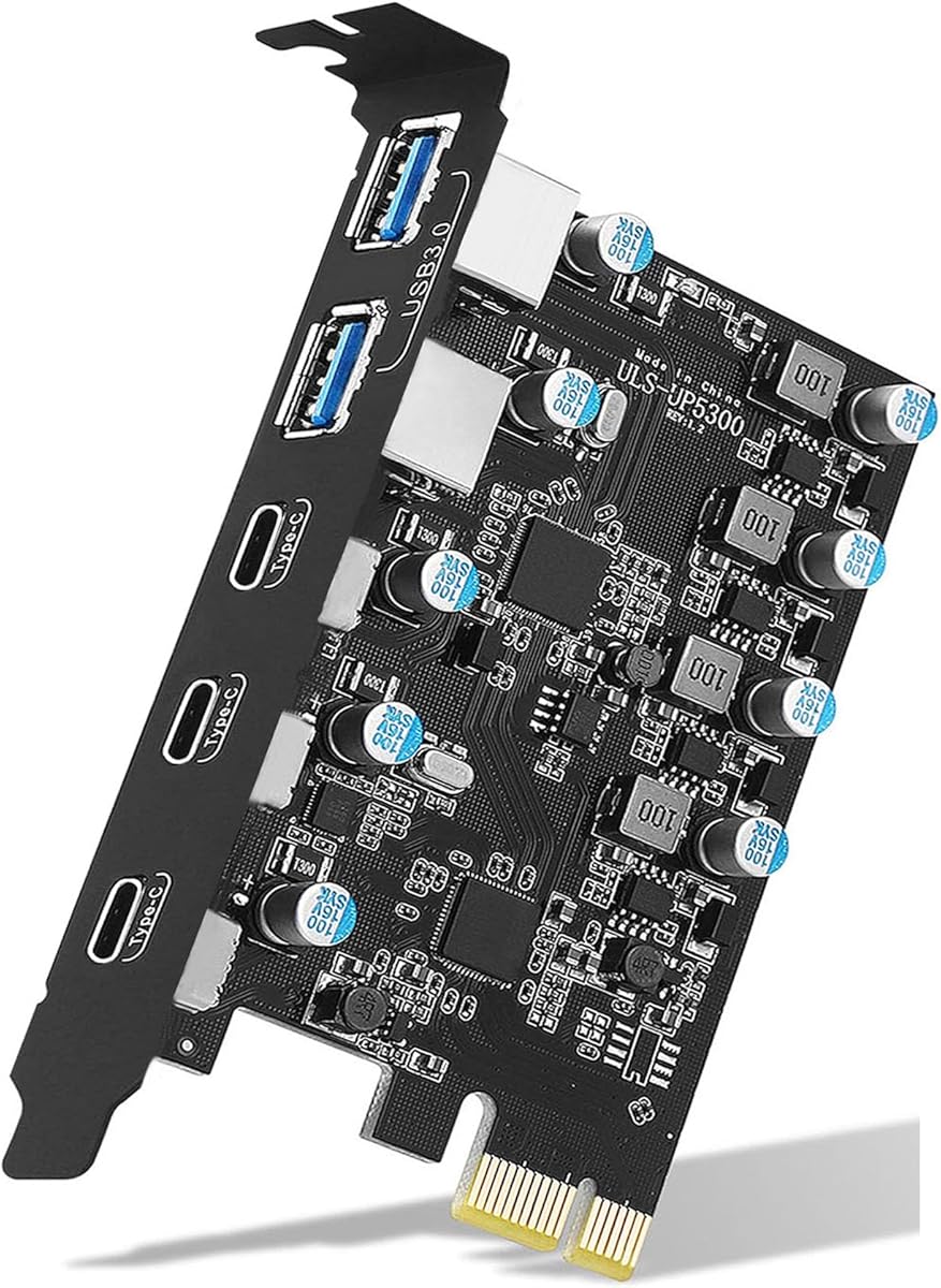 USB PCIE Card 5-Port (3X USB C,2X Type A) PCI Express Expansion Card Desktop PC Internal hub for Windows 10/8/7 and MAC OS 10.8.2 Above