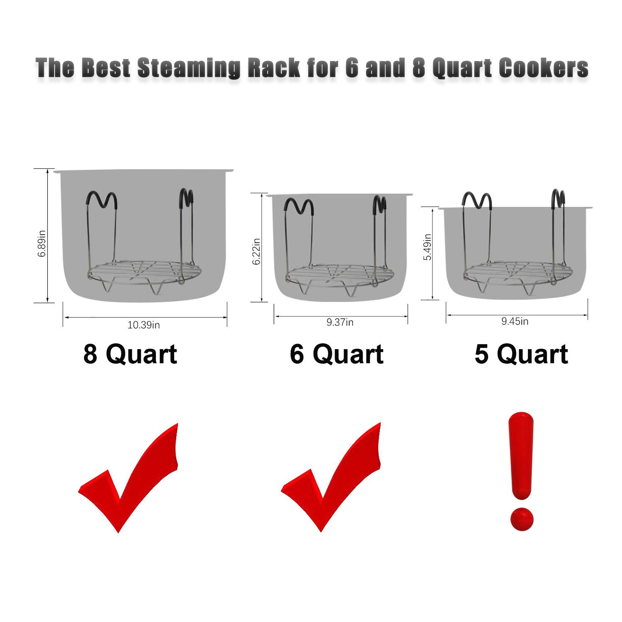 Rack Sottopentola Per Instant Pot 6/8 Qt Con Manici In Silicone – Acciaio Inox 304, Pieghevole, Per Cuocere A Vapore Pollo, Verdure, Uova E Cheesecake