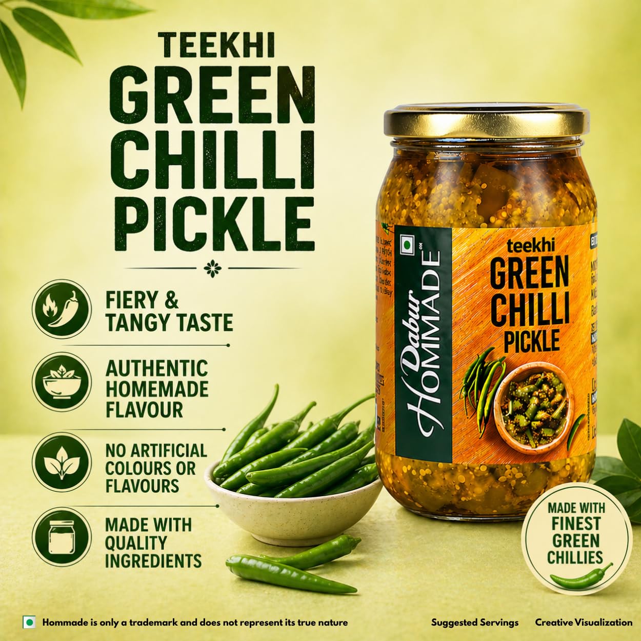 Dabur Hommade Green Chilli Pickle , 400 Gm 1