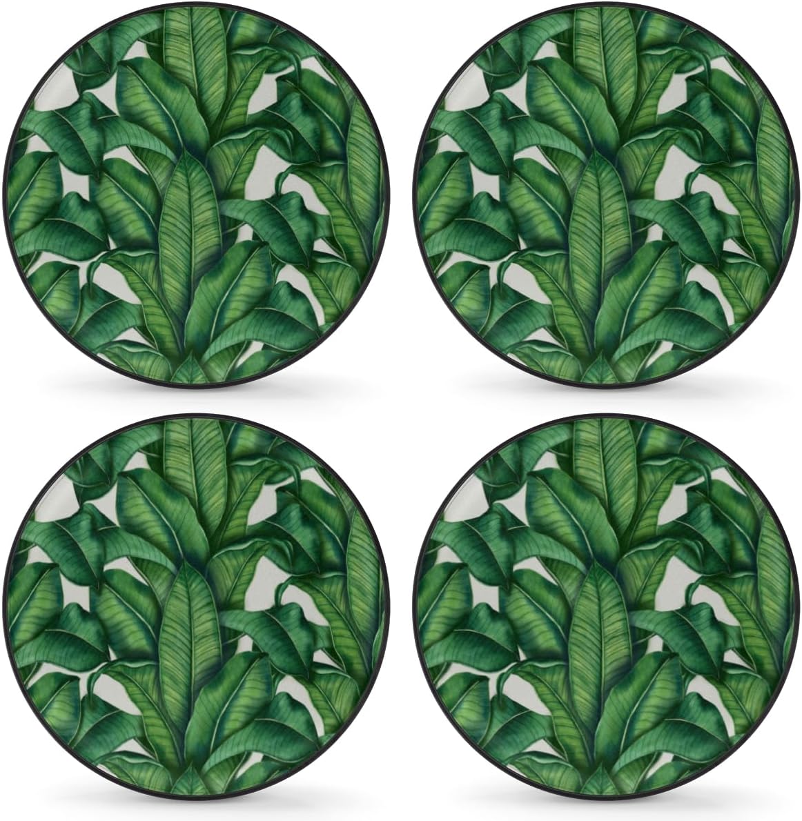 Watercolor Tropical Leaves Tire Covers Portable Spare Tire Cover Soft Durable Waterproof Dustproof Set of 4 Bags 15 Inches for Car Truck SUV Trailer Camper