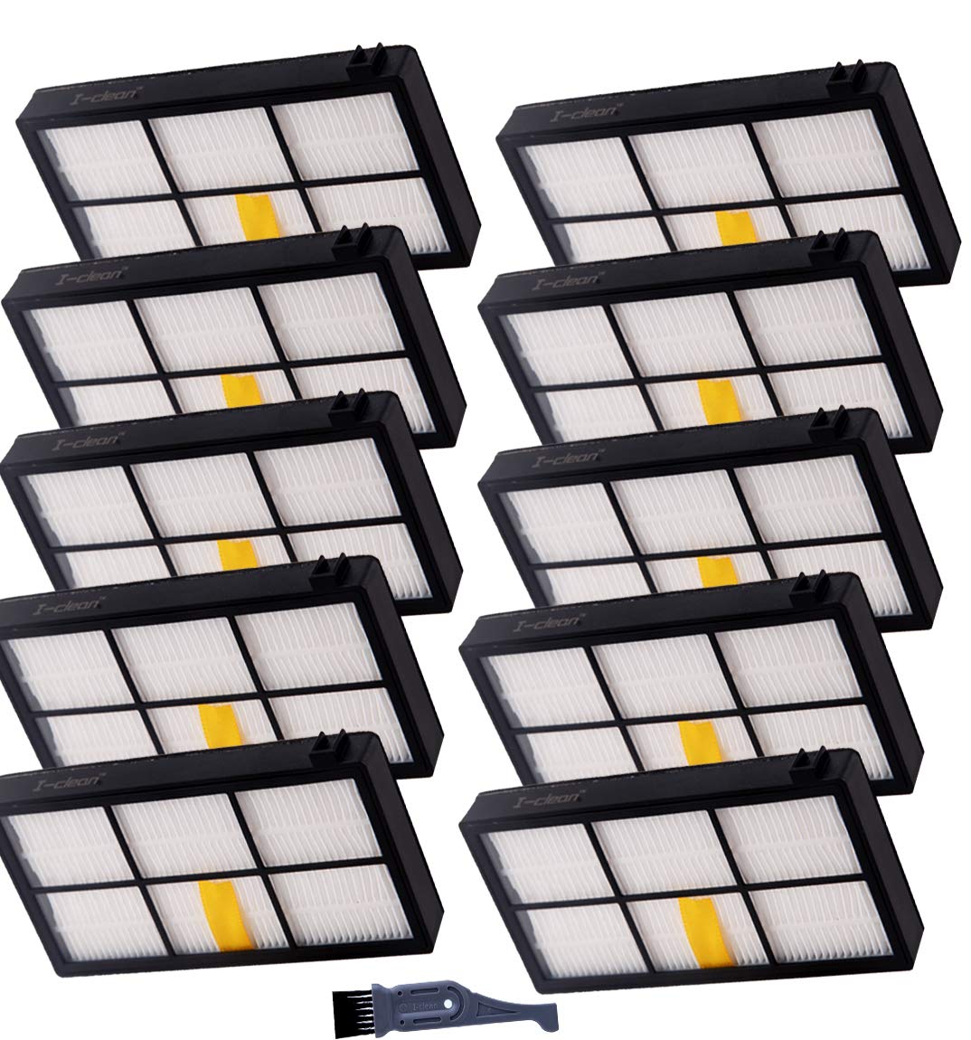 I clean 10pcs Replacement iRobot Roomba Hepa Filter, Parts Fit for Roomba 980 960 880 860 870 890 Robotic Vacuum 800&900 Series, with A Free Cleaning Brush…