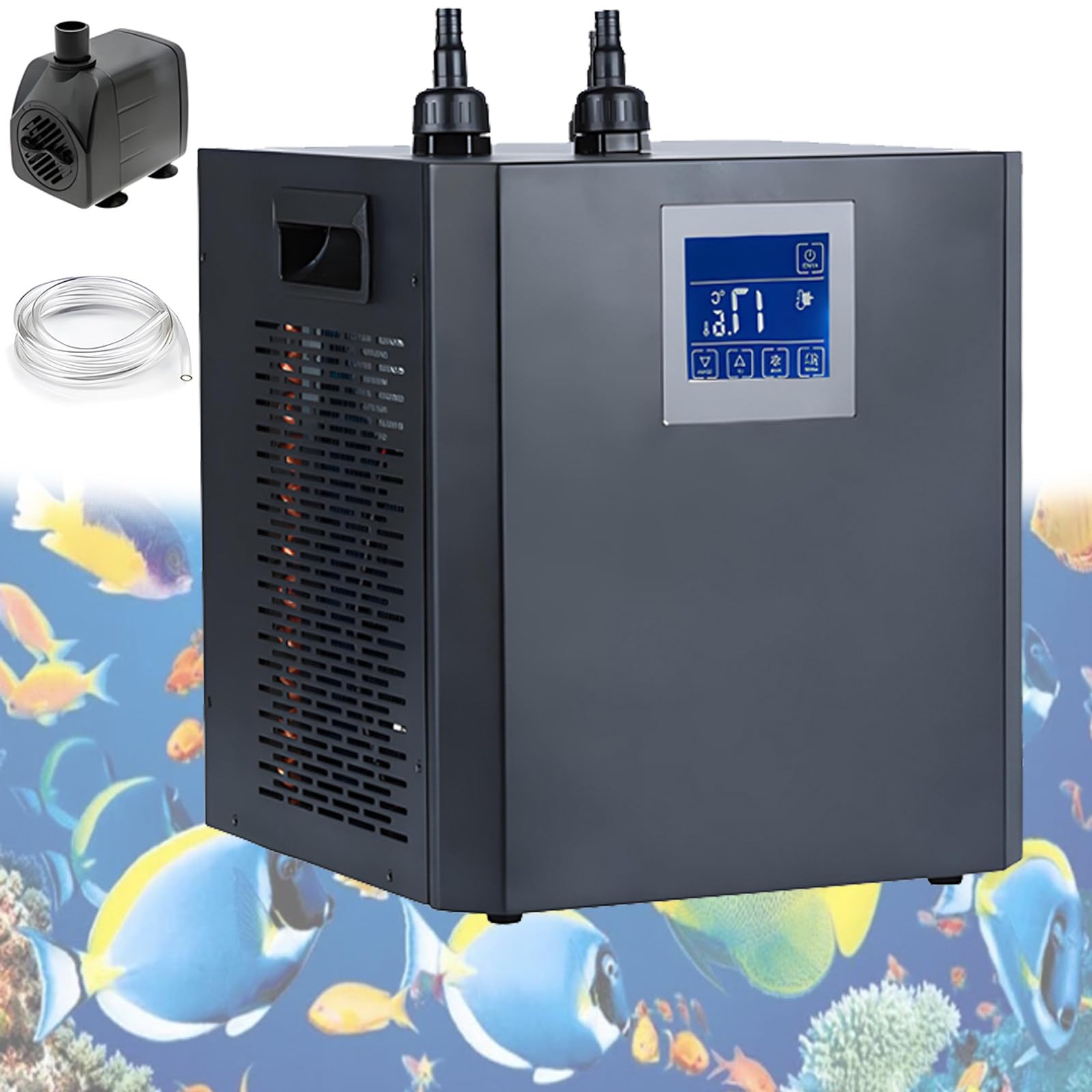 Chłodziarka akwariowa 600 W/1200 W, systemy chłodzenia wodnego 300 l/500 l do akwariów, akwaponiki, krewetek, w zestawie wąż i pompa wodna, regulowana w zakresie 4-50°C/39-122°F 300L