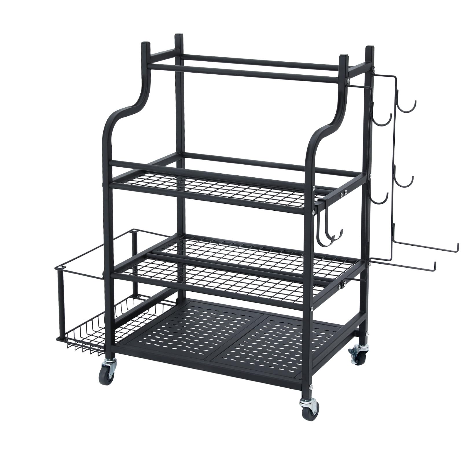 VEVOR Domowa gimnastyka, regał do przechowywania, stojak do przechowywania, uchwyt na matę do jogi, stojak do podnoszenia ciężarów z kółkami i haczykami, stojak do podnoszenia ciężarów, do ćwiczeń