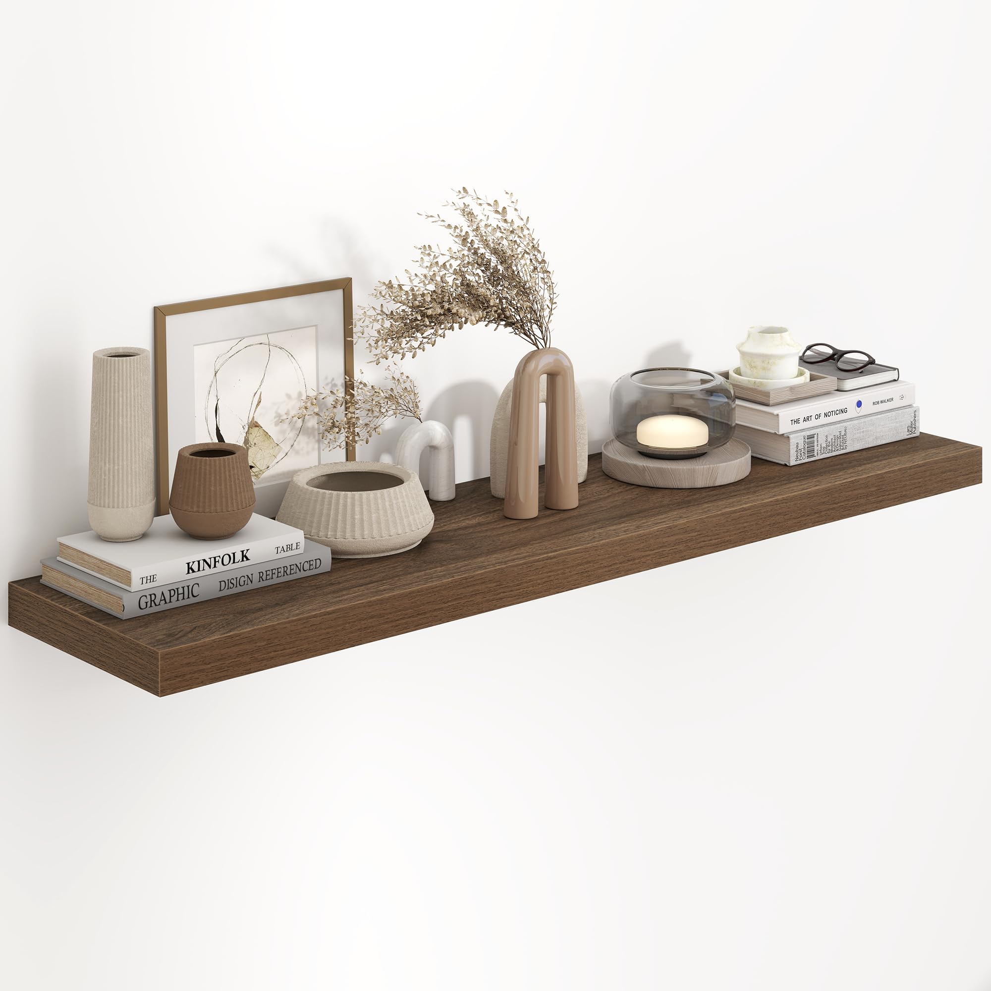 Fun Memories 48 Inch Floating Shelves, 9.3 Inch Deep Wall Shelves for Bathroom, Living Room, Bedroom, Kitchen, Deep Long Shelf Wall Mounted 1 Pack